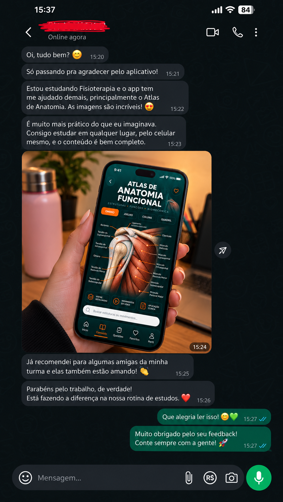 Depoimento 1 de estudante de Enfermagem